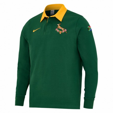South Africa Springboks Rugby Long Sleeve Pique Polo 2025 Mens